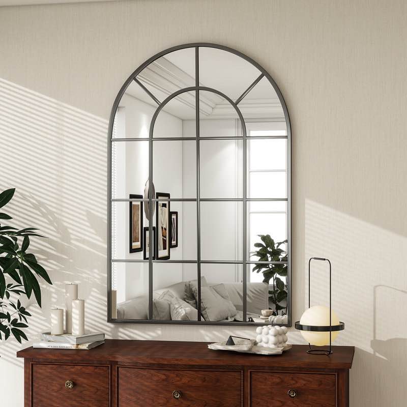 Arched wall mirror Aluminum Alloy window pannel mirror wall 
