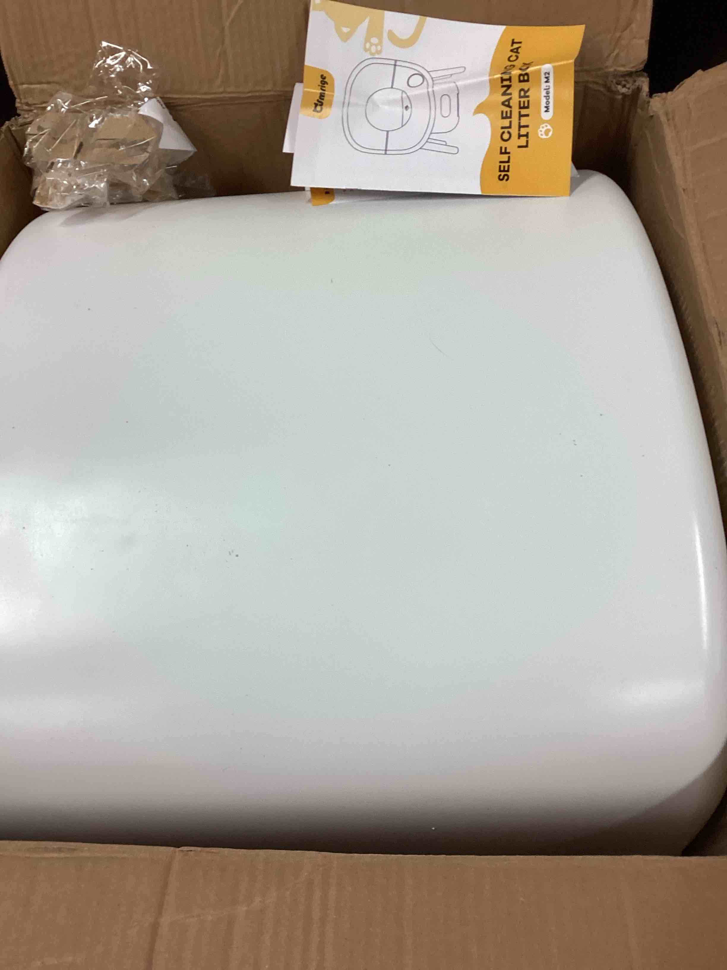 Cumrige Self Cleaning Large Capacity Automatic Cat Litter Box with app Control, Safety Protection, 2 Roll Garbage Bags, White, 21.5”L x 21.6”W x 26.2”