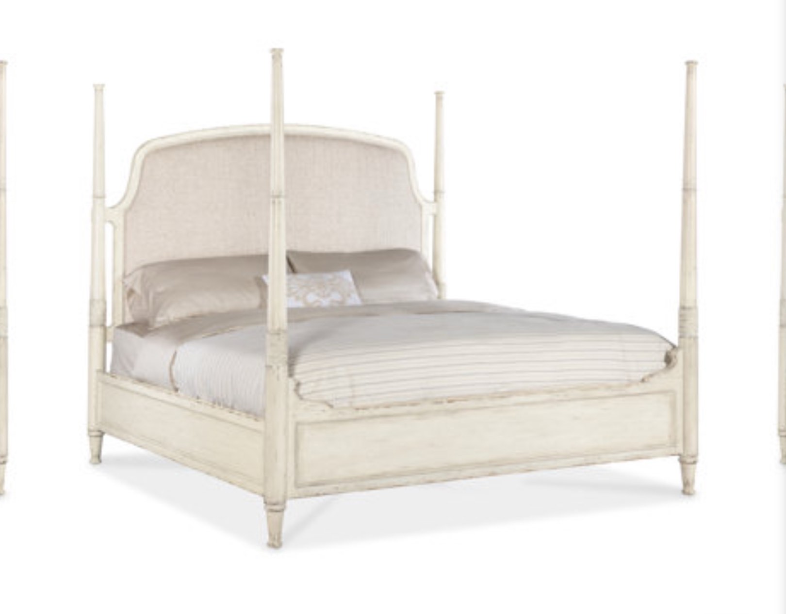 Alcy upholstered four poster bed( incomplete,1 box of 5 ,missing,2,3,4,5)