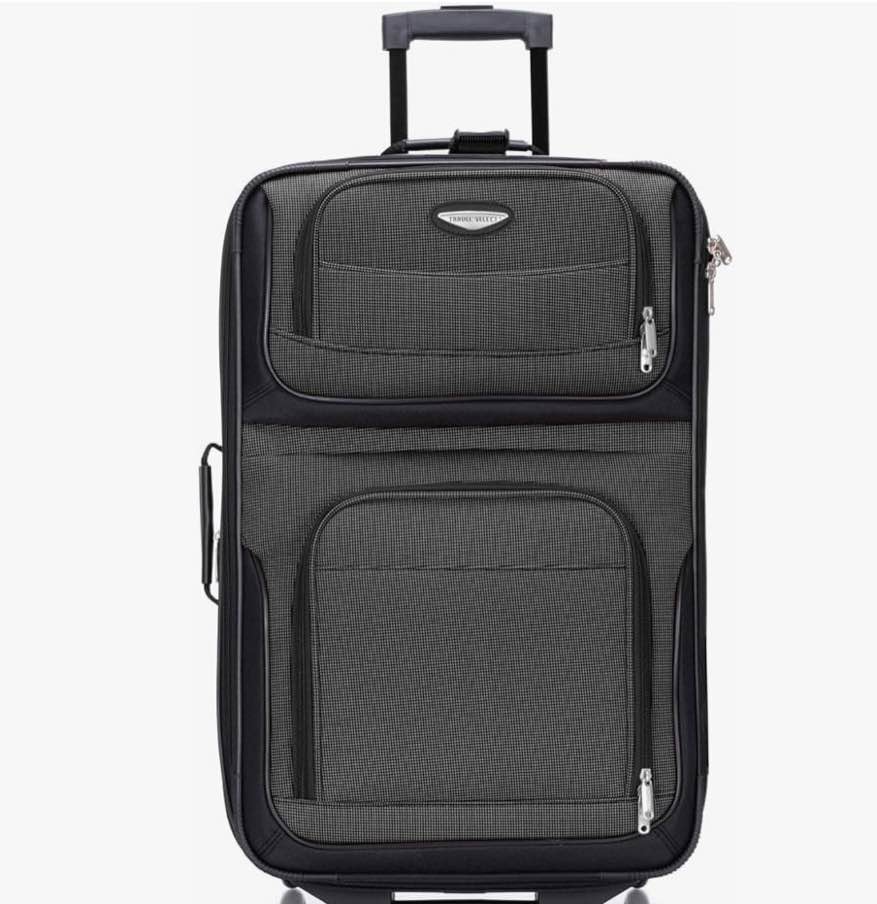 Travel Select Amsterdam 25-Inch Softside Expandable Rolling Upright Luggage, Lightweight 2-Wheel Suitcase with Push-Button Handle, Gray