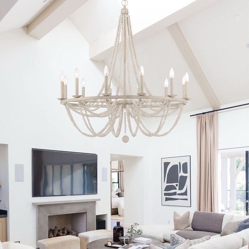 Knaack 12 - Light Steel Dimmable Candle Style Wagon Wheel Chandelier UL Certified( white )