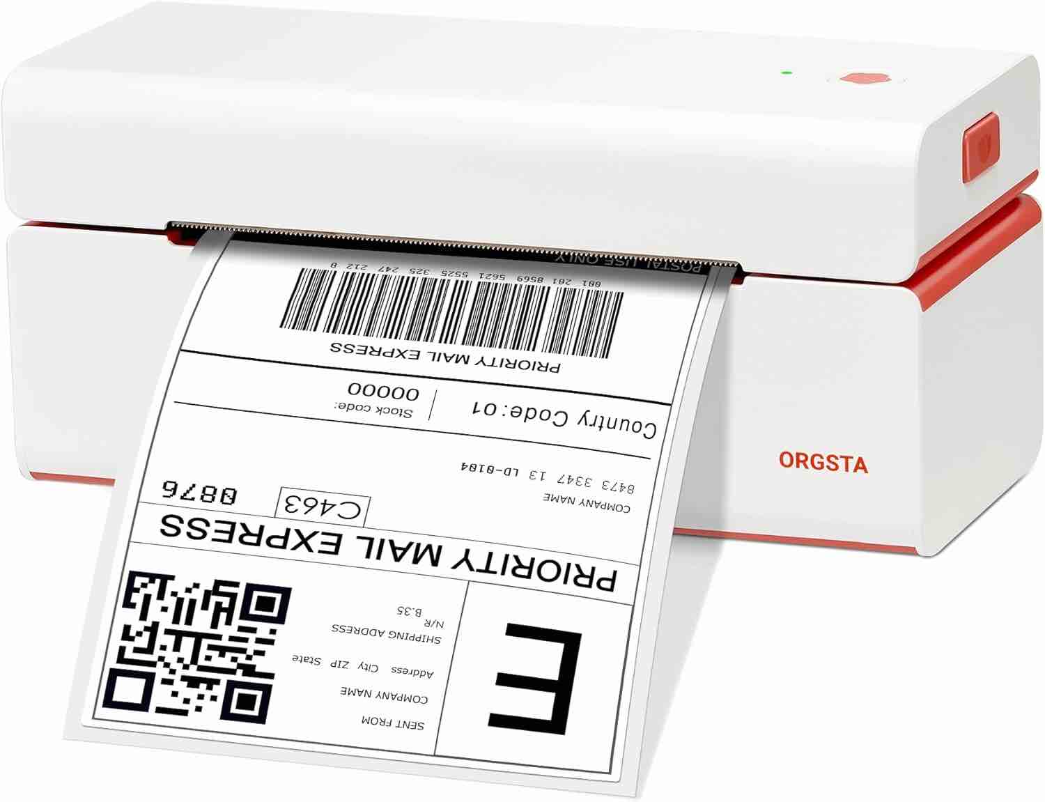 ORGSTA USB Thermal Shipping Label Printer – T001 High Speed Shipping Label Printer 4×6 for Commercial Grade Shipping Packages, Widely Used for Ebay, Amazon, Shopify, Etsy, USPS, FedEx, Postage white 