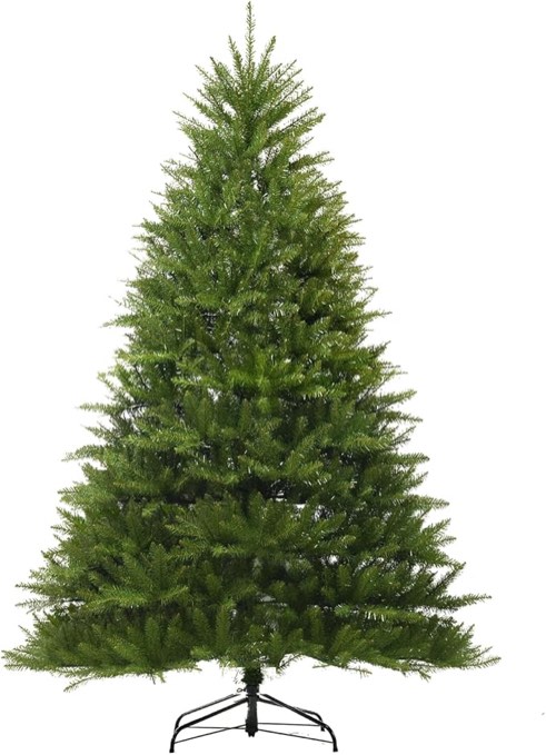 6FT Unlit Christmas Tree Green, Dunhill Fir Artificial Tree with 2514 PVC Branch Tips, Realistic Full Shape, Foldable Metal Stand for Indoor Home, Office & Holiday Decoration