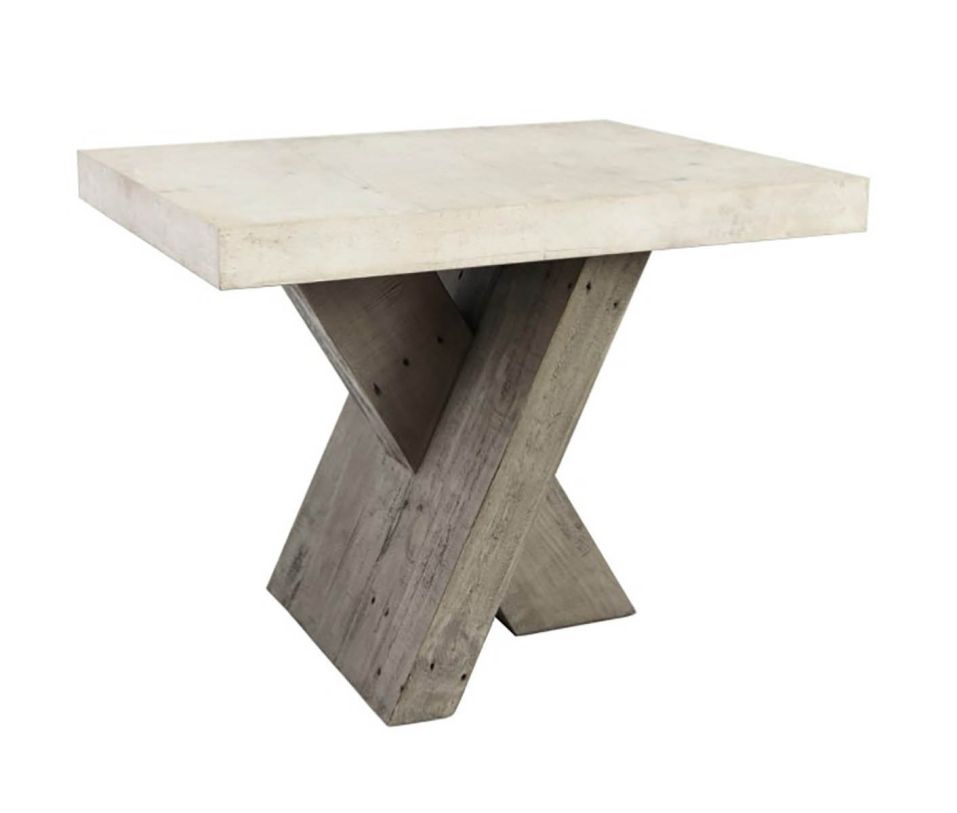 Classic Home Durant End Table in Whitewash