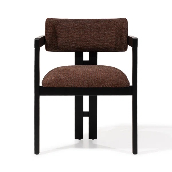 Aaron Dining Chair Performance Fabric (Black Finish Solid Hardwood)