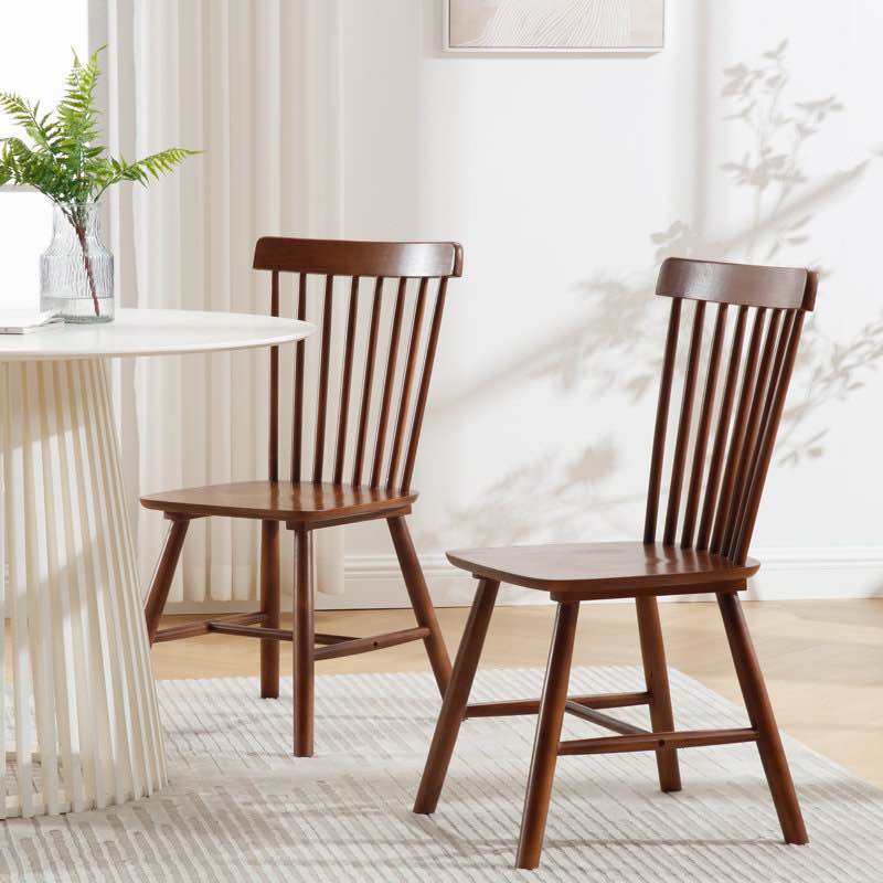 mid century Windsor back solid wood dining chair farmhouse slat