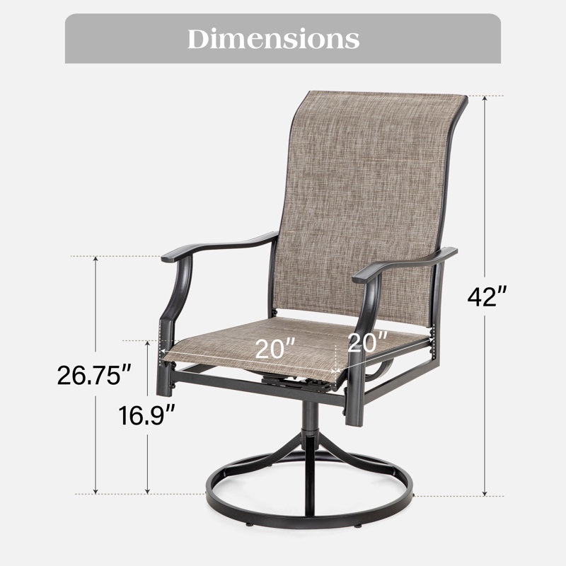 Alyah swivel patio dining 42 inch high back sling armchair