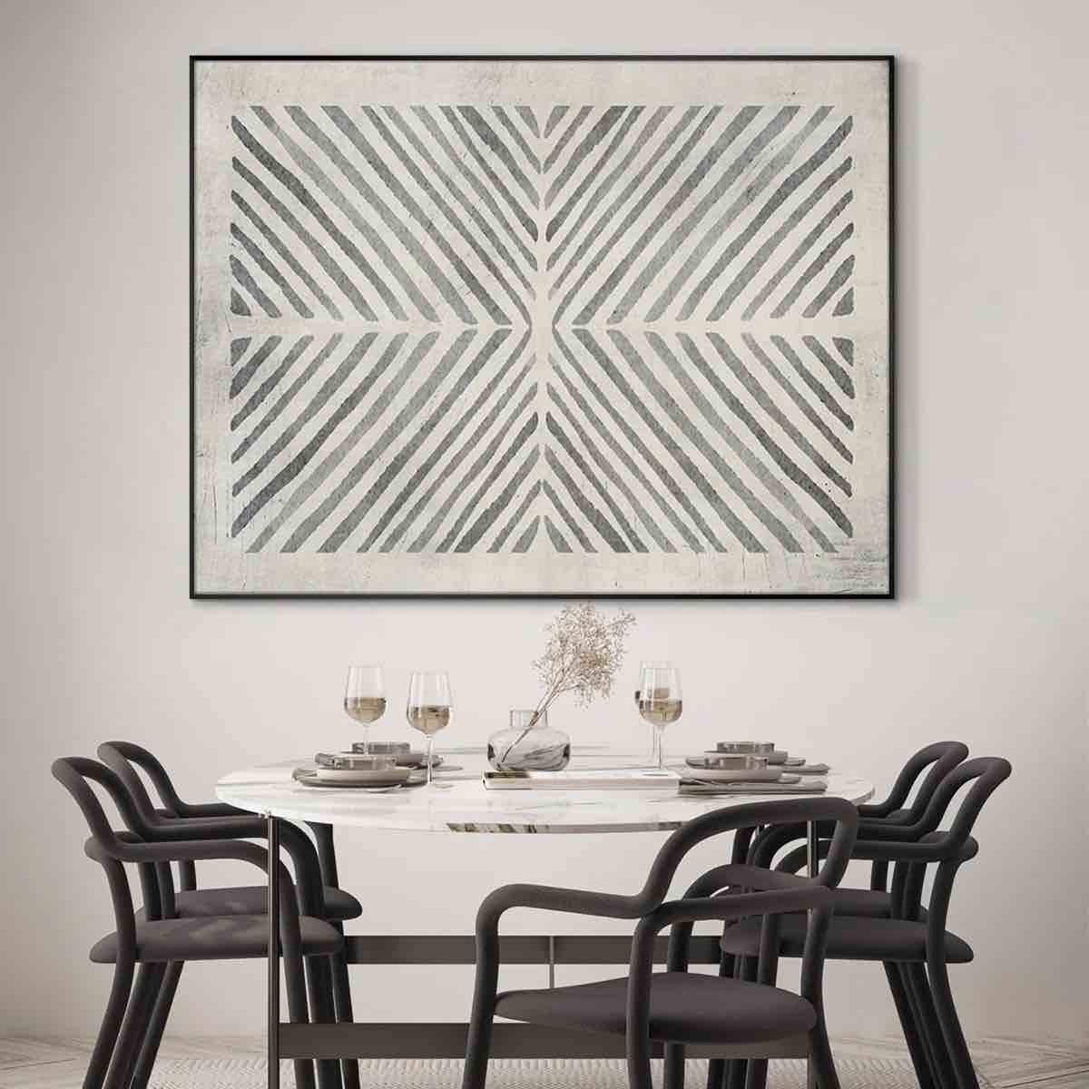 Modern geometric pattern black and white line design extra large