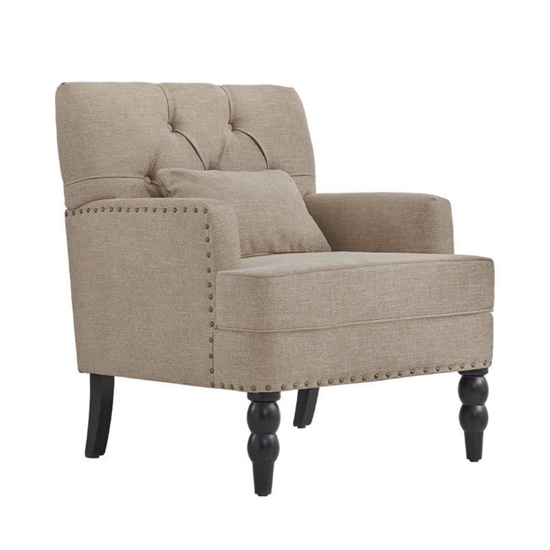 Himo 29 w polyester tufted armchair with naihead trim and a pillow( missing legs)