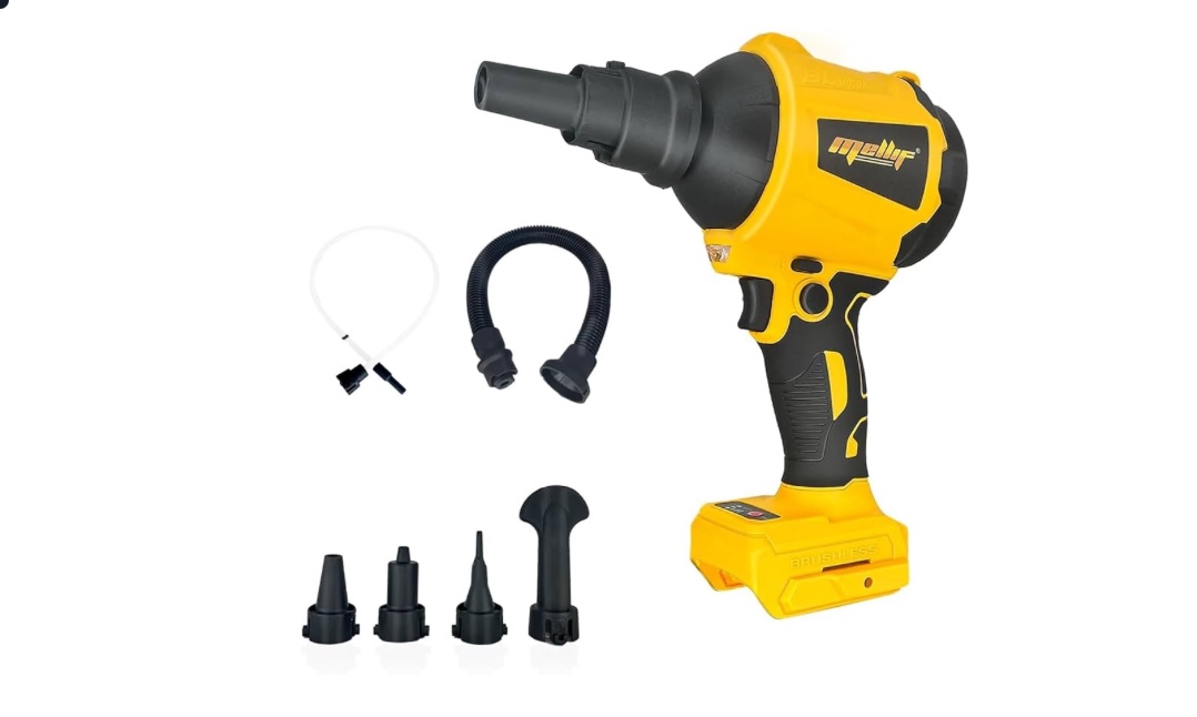 Mellif High Volume Compressed Air Duster - 3 Speeds, 50000RPM Brushless Motor, LED Light,Multi-Use Accessories Ideal for PC Keyboard,Corner Cleaning (Tool Only) (Yellow)