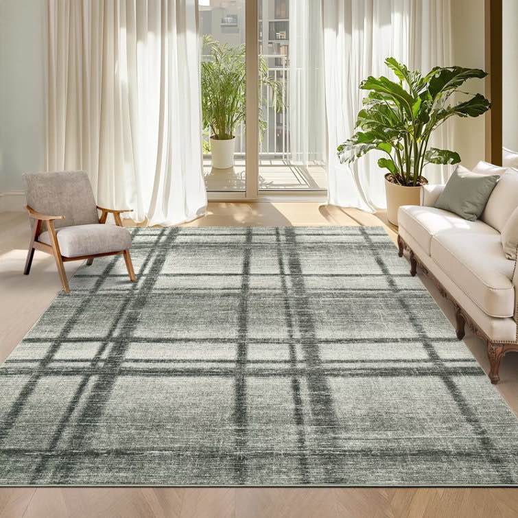 plaid machine washable moder rugs for living room soft thin(similar )