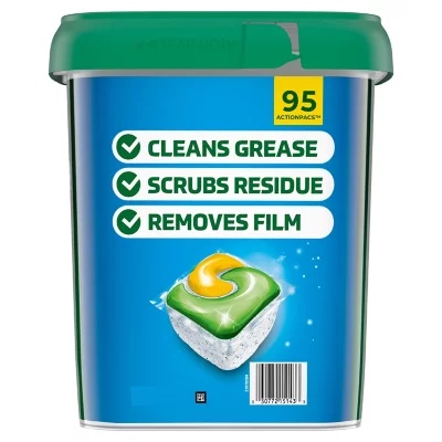Cascade Total Clean ActionPacs Dishwasher Detergent Pacs, Lemon Scent, 95 ct.