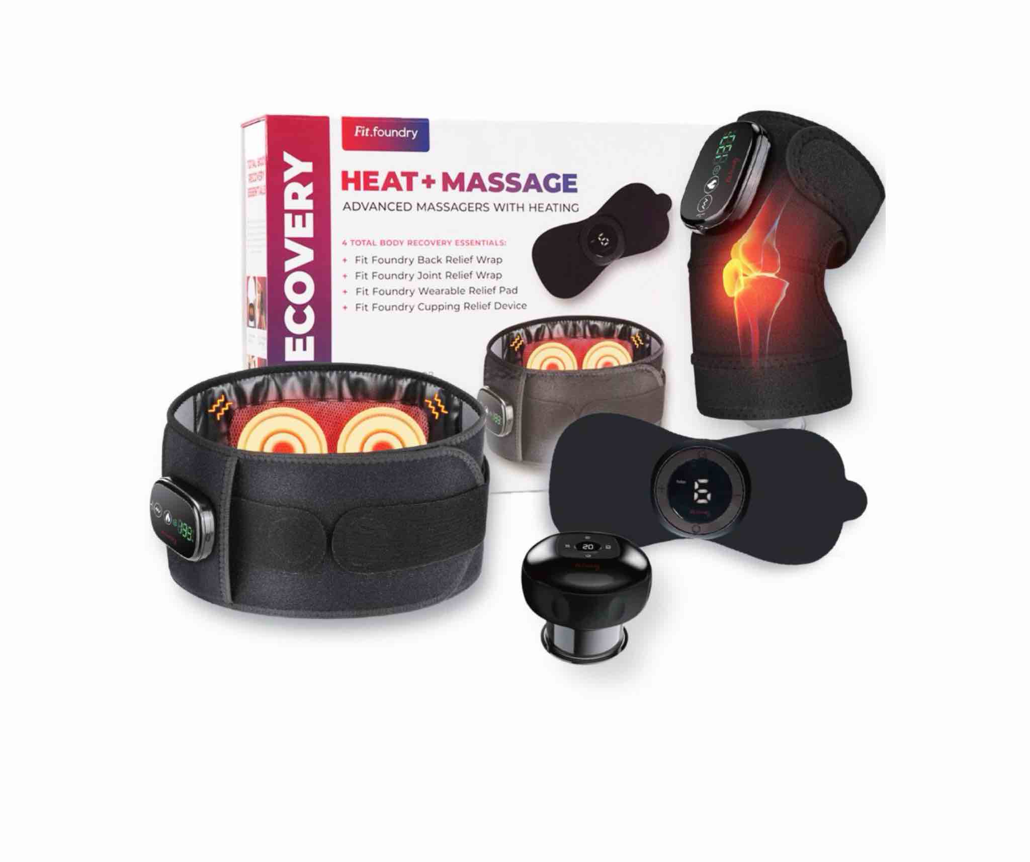 Fit Foundry 4-in-1 Heat & Massage Recovery Pack for Relief