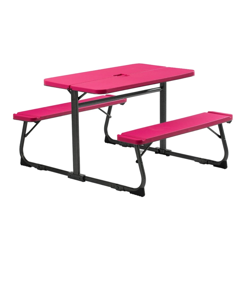 Your Zone Folding Kid's Picnic Activity Table for Ages 3-8, Pink