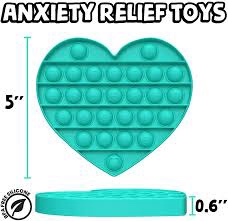 Pop Up Bubble Sensory Fidget-Red Heart Anti Stress Heart Shaped Finger Squeeze Toy (Red/Green) (9-pieces)
