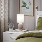 Mini Ceramic Table Lamp Wreath Green - Threshold™: Ribbed Base, Off-White Drum Shade, No Bulb Included