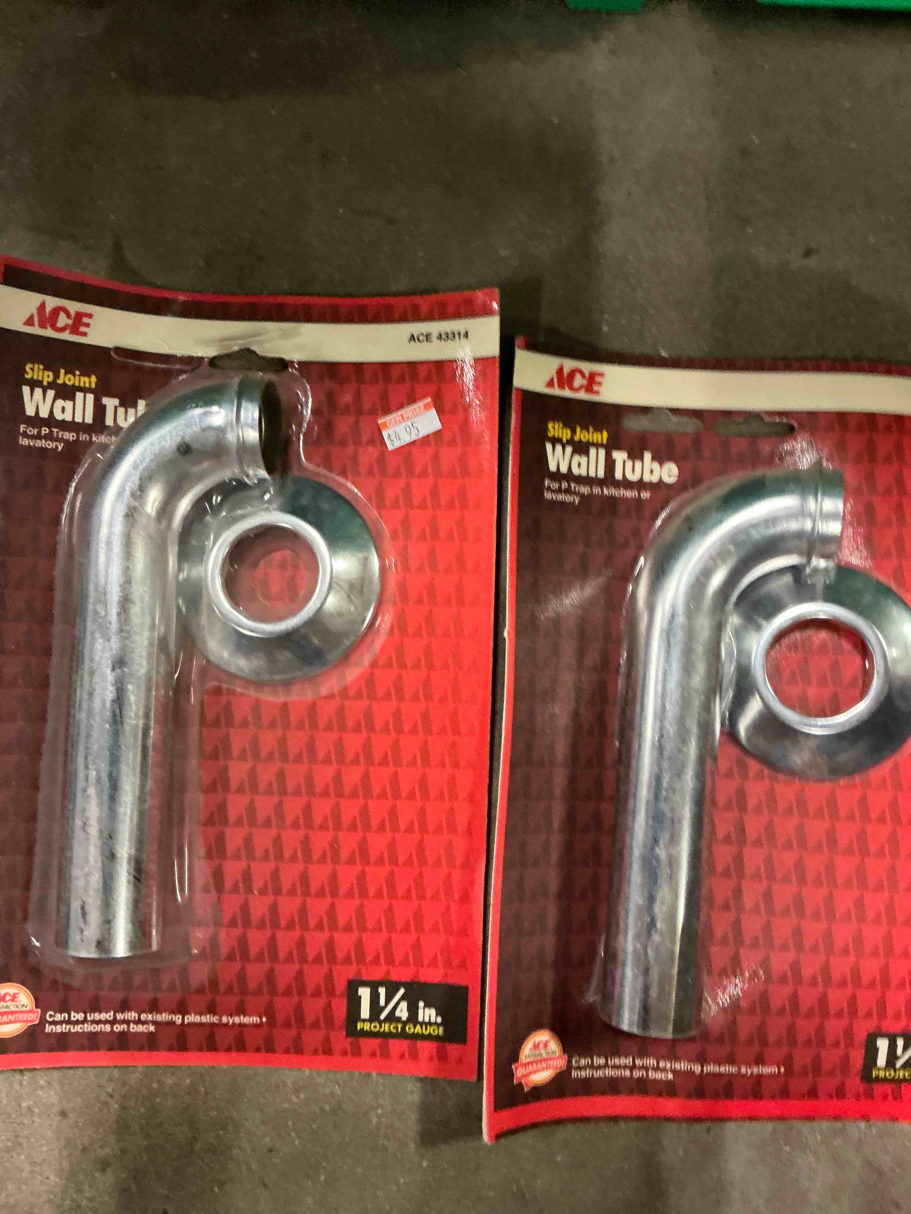 Slip joint wall tube for P trap in kitchen lavatory (2 pieces)