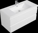 42" floating bathroom vanity with sink, modern wall mounted bathroom storage vanity cabinet with resin top basin and soft close drawers, glossy white 24v11 42gw 2 white bathroom wall mounted mdf