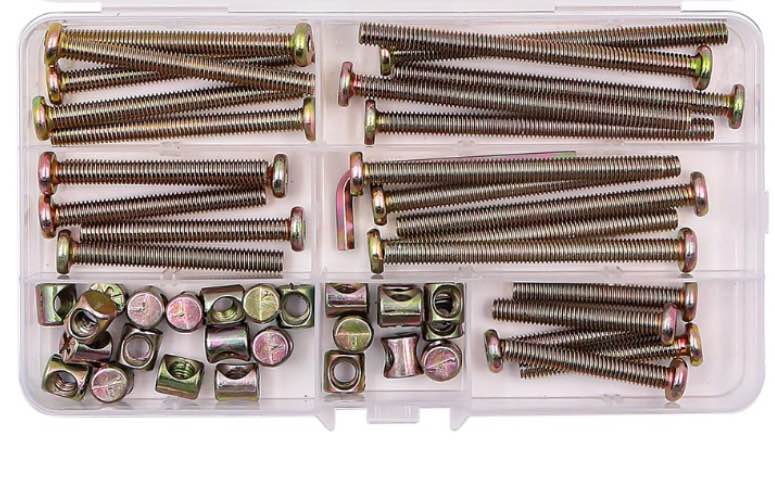 Assorted of screws and nuts different model and sizes for bed and furniture 