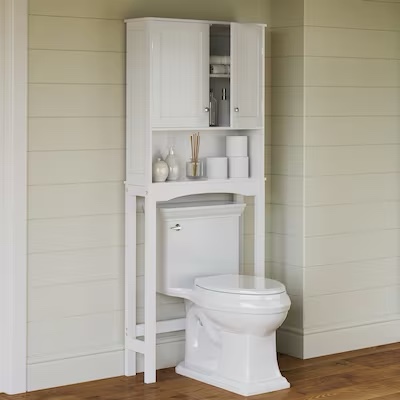 RiverRidge Ashland 27.44-in x 64.88-in x 7.81-in White 3 -Shelf Over-the-Toilet Storage 