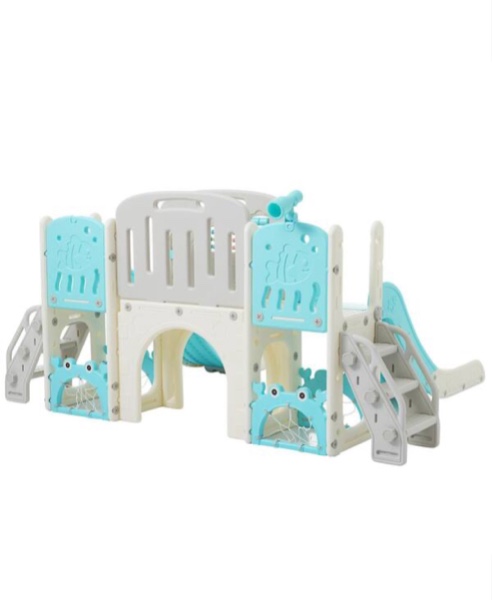 incomplete , 3 pieces,Blue HDPE Indoor and Outdoor Playset with Double Slide and Telecope