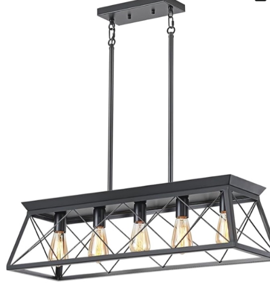 HuixuTe 5-Light Farmhouse Pendant Light for Dining Room, Rustic Kitchen Island Lighting, Adjustable Height Chandeliers for Kitchen, Dining Room Table Black( incomplete)