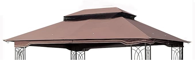 Outdoor Patio Gazebo Replacement Canopy, Double Tiered Roof Top Cover, UV Protection & Waterproof Fabric, Fits Gazebo Frame, Brown(Frame Not Included)