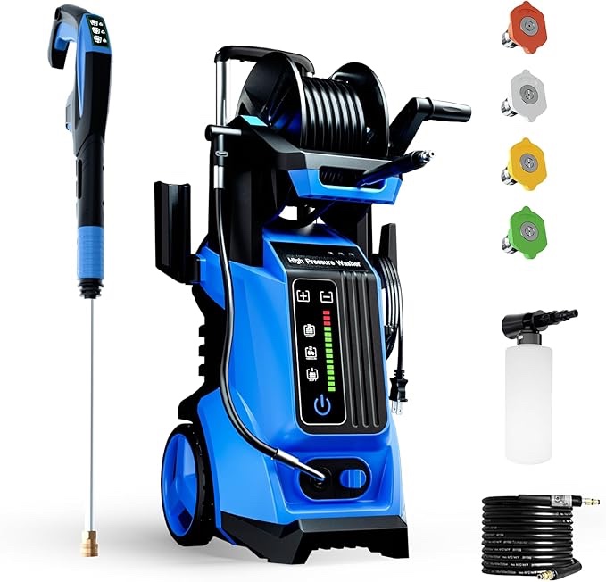 Electric Pressure Washer 4500 PSI Max 3.2 GPM Power Washer with Remote Control Adjustable Pressure,20 Foot Hose,16.5 Foot Power Cord,for Cars,Patios, and Floor Cleaning., PGPW002-1(incomplete) Incomplete lacks control