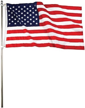 Valley Forge Flag 60733 3x5ft. Nylon US Flag Kit with 6ft. 1.25in. Aluminum Pole and Aluminum Bracket