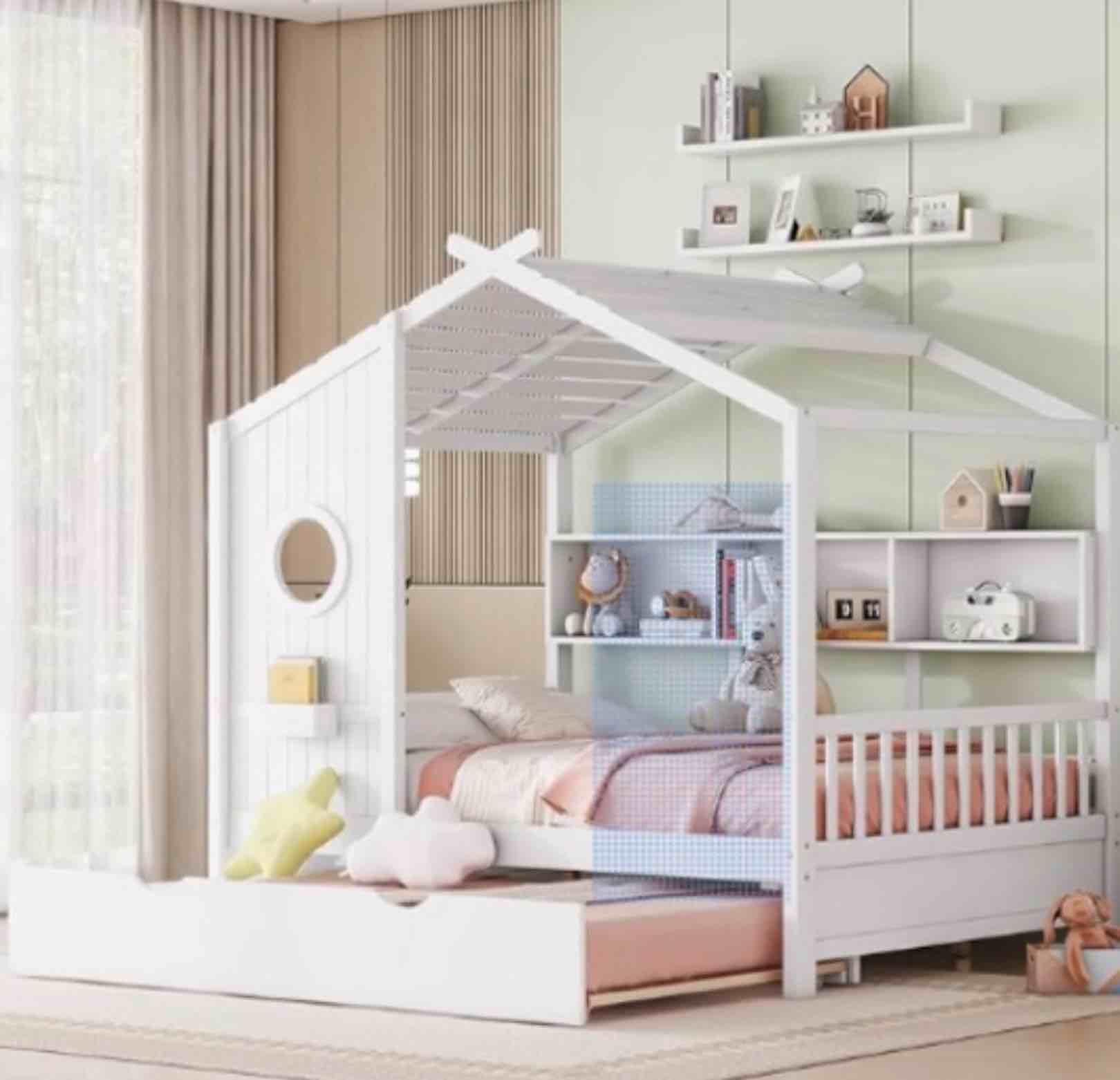 2 boxes to pick up gray/white bed (size full)