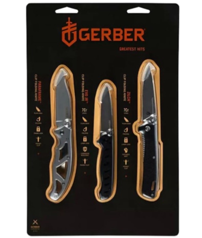 GERBER 3-Piece Greatest Hits Folding Knife Set with Paraframe 1, EVO Jr., and Zilch - Visit the Gerber Store