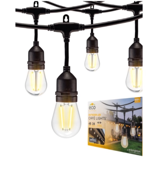EcoScapes Outdoor LED Cafe Lights (24 Bulbs 48 Feet)
