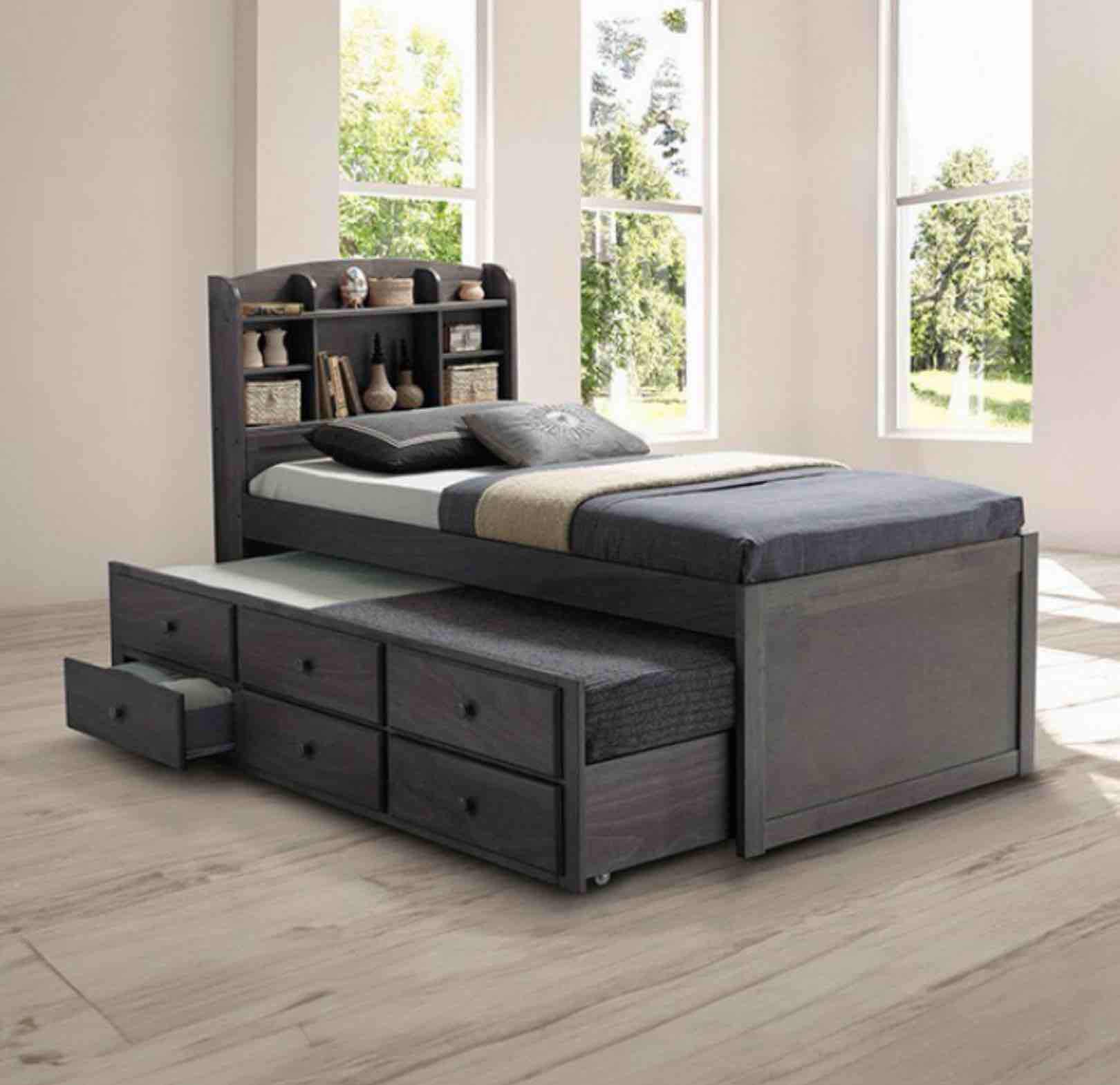 Two boxes to pick up bed color Rustic Brown size full