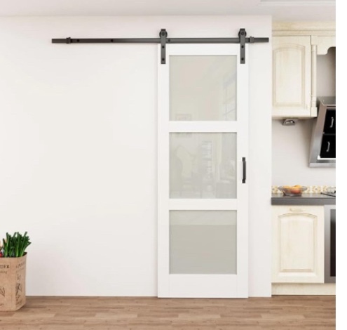 84” H Glass and manufactured wood(A box to pick up)