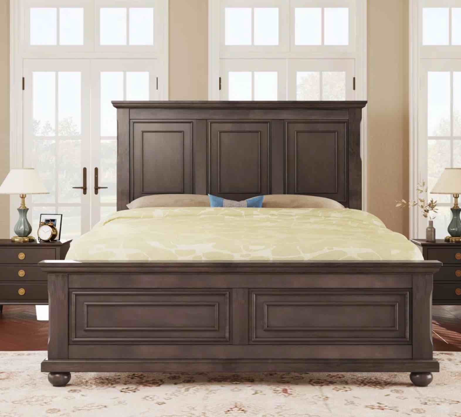 Two boxes to pick up (complete) size King,Matheson Traditional Town and Country Style Pinewood Vintage Bed with Headboard and Footboard color Rich Brown