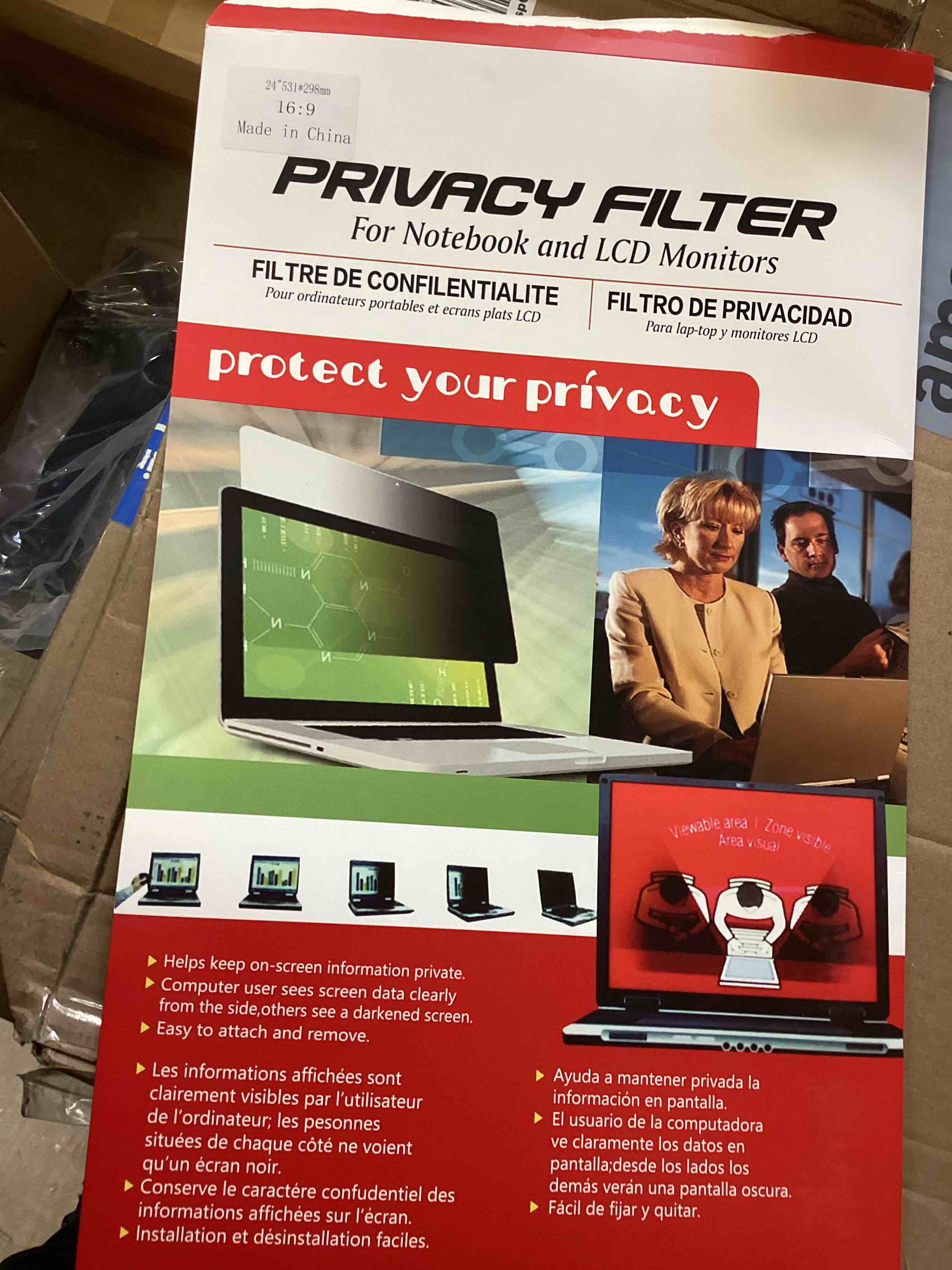 GUDTEKE [2-Pack HD Computer Privacy Screen 24 inch, Upgraded Monitor Privacy Screen for 16:9 Widescreen Removable Anti Glare Computer Screen Cover and Blue Light UV-Blocking Screen Privacy Filter