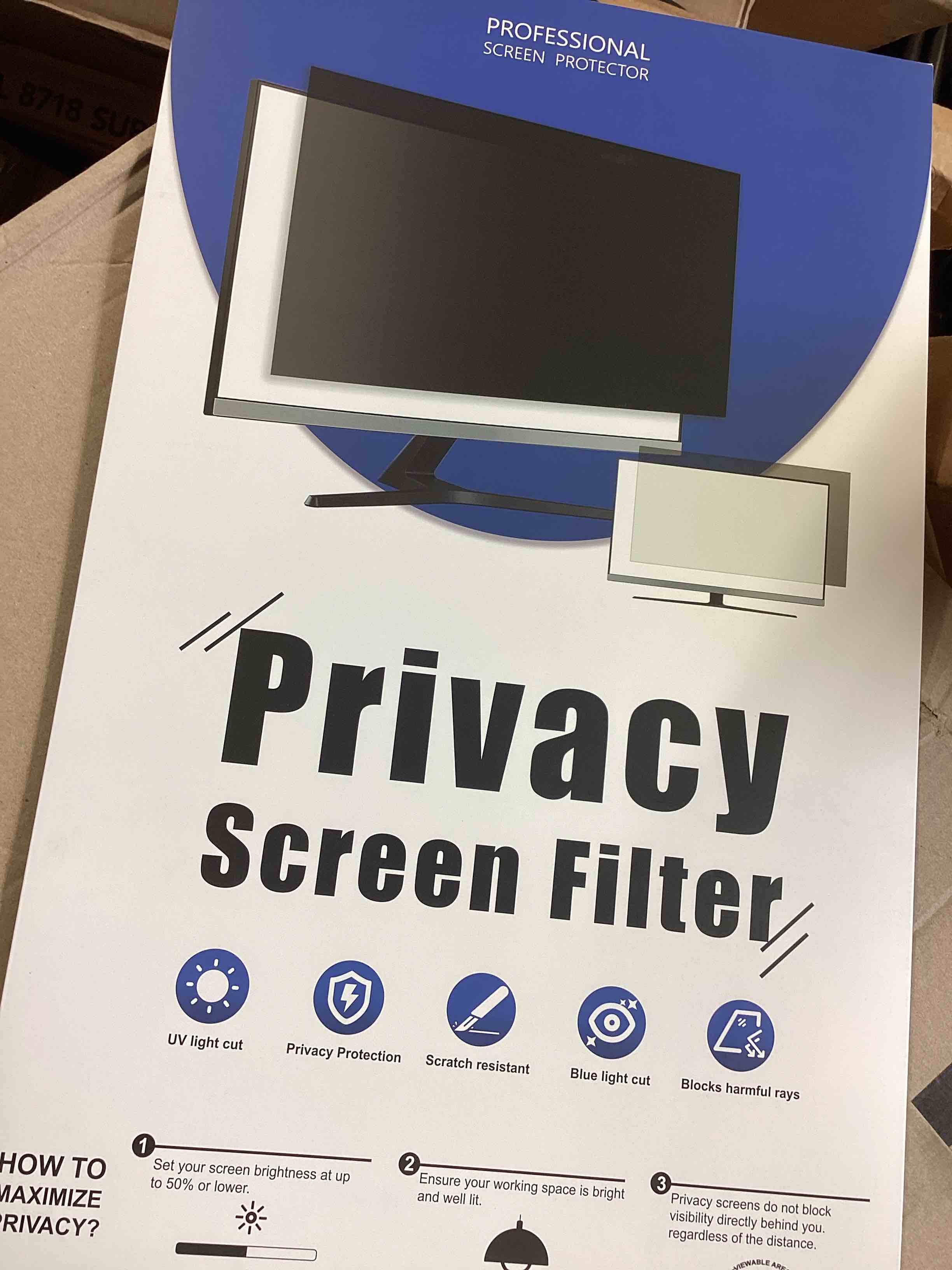 27 Inch Monitor Privacy Screen Computer Screen Privacy Filter for 16:9 Widescreen Monitors Anti-Glare Blue Light Filter Privacy Cover