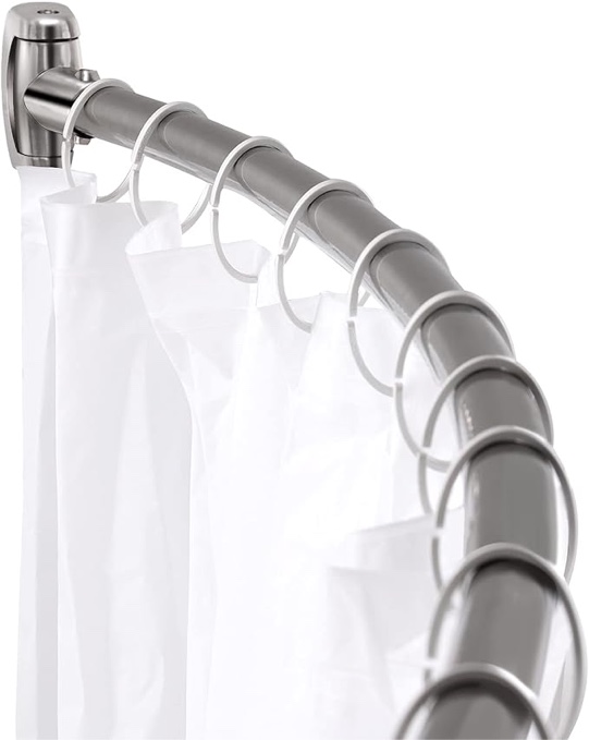 Curved Shower Curtain Rod, Adjustable Extra Wide Curved Shower Rods for Bathroom, Rust proof Shower Rod, Premium Stainless Steel Curved Curtain Rod for Shower, Bathtub, Silver