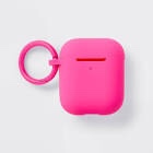 apple airpods (1/2 generation) recycled silicone case with clip - heyday™ neon pink
