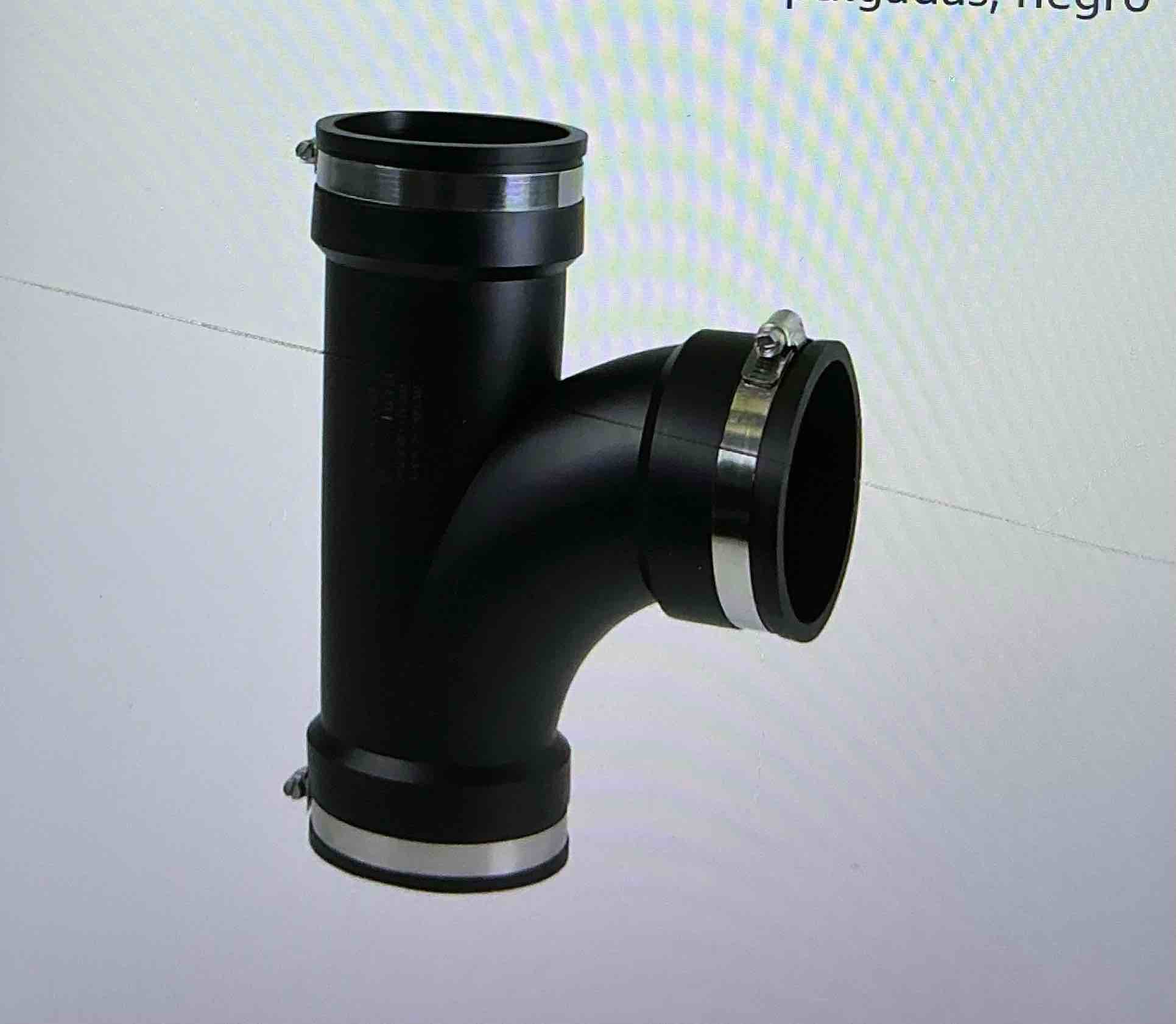 Supply Giant 617l Flexible T-coupling with stainless steel clamps, 3.5-inch inner diameter for 3-inch nominal tube, black