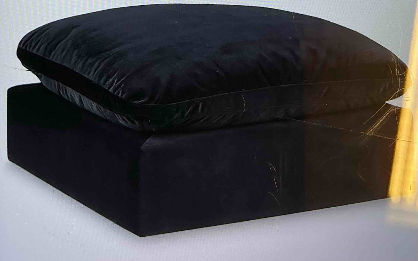 Contemporary velvet upholstered ottoman with soft black velvet, down cushions, 30 inches wide x 37 inches long(color black)