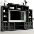 104" Large Wall Unit Entertainment Center for TVs Up to 70", Modern TV Console with Bridge, Multifunctional Media Console with Tempered Glass Door for Living Room, Black incomplete 
