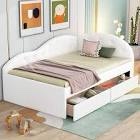products incomplete Single size polyurethane upholstered sofa bed with nest and cloud-shaped railing, white