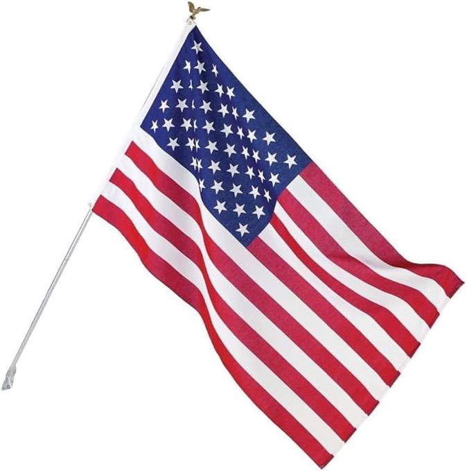 Valley Forge Flag 60733 3x5ft. Nylon US Flag Kit with 6ft. 1.25in. Aluminum Pole and Aluminum Bracket