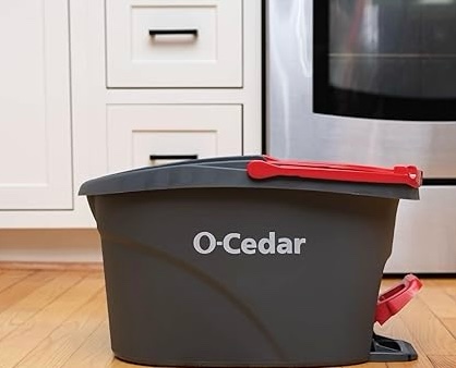 O-Cedar EasyWring Microfiber Spin Mop, Bucket Floor Cleaning System, Red, Gray, Standard(Does not include the mop stick)