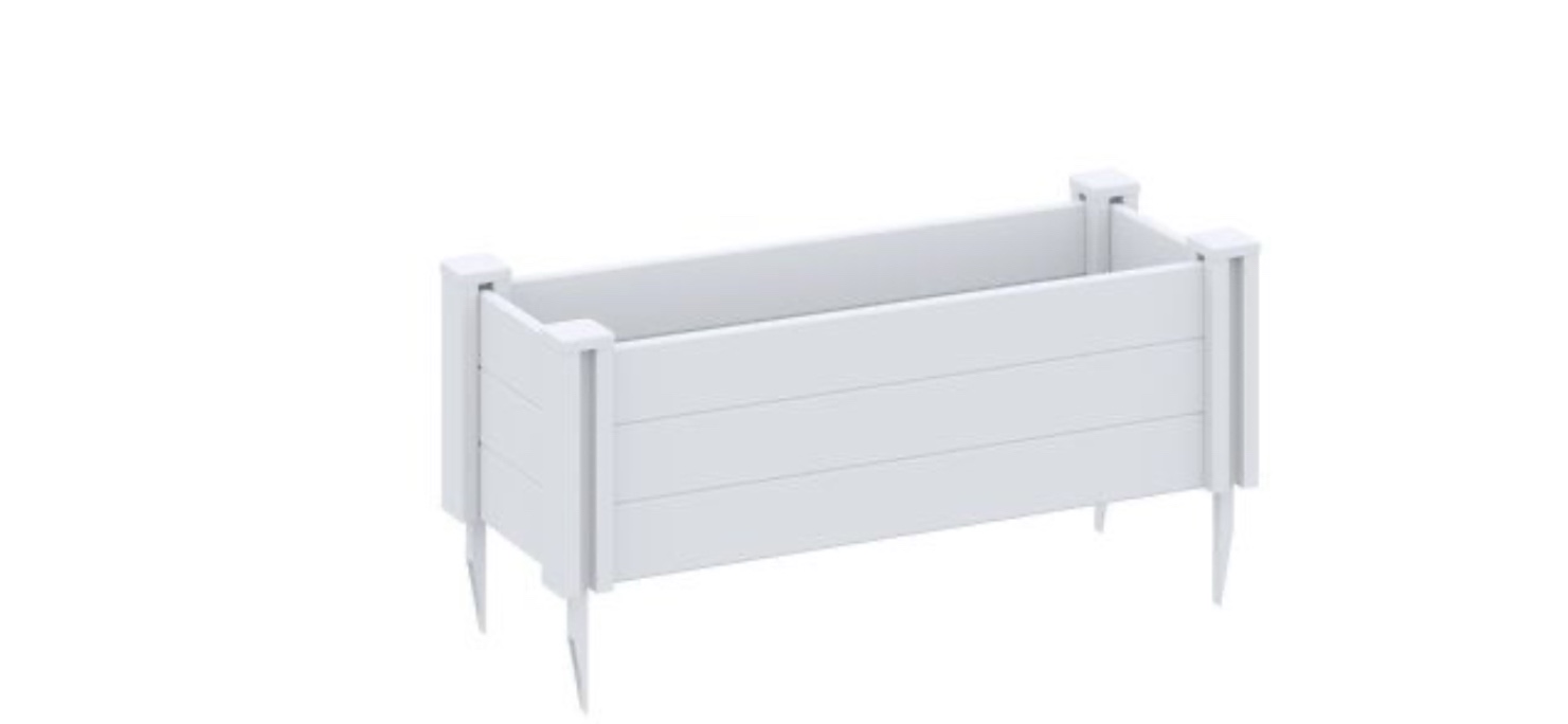 Vinyl Long Planter Box Outdoor Gardening Bed 13.0 H x 15.7 W x 39.2 D in white