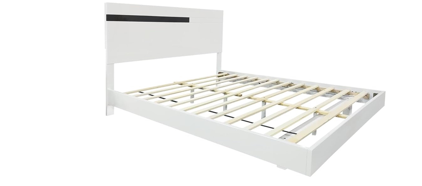 Wooden Queen Bed, 1 box only // dresser is not including