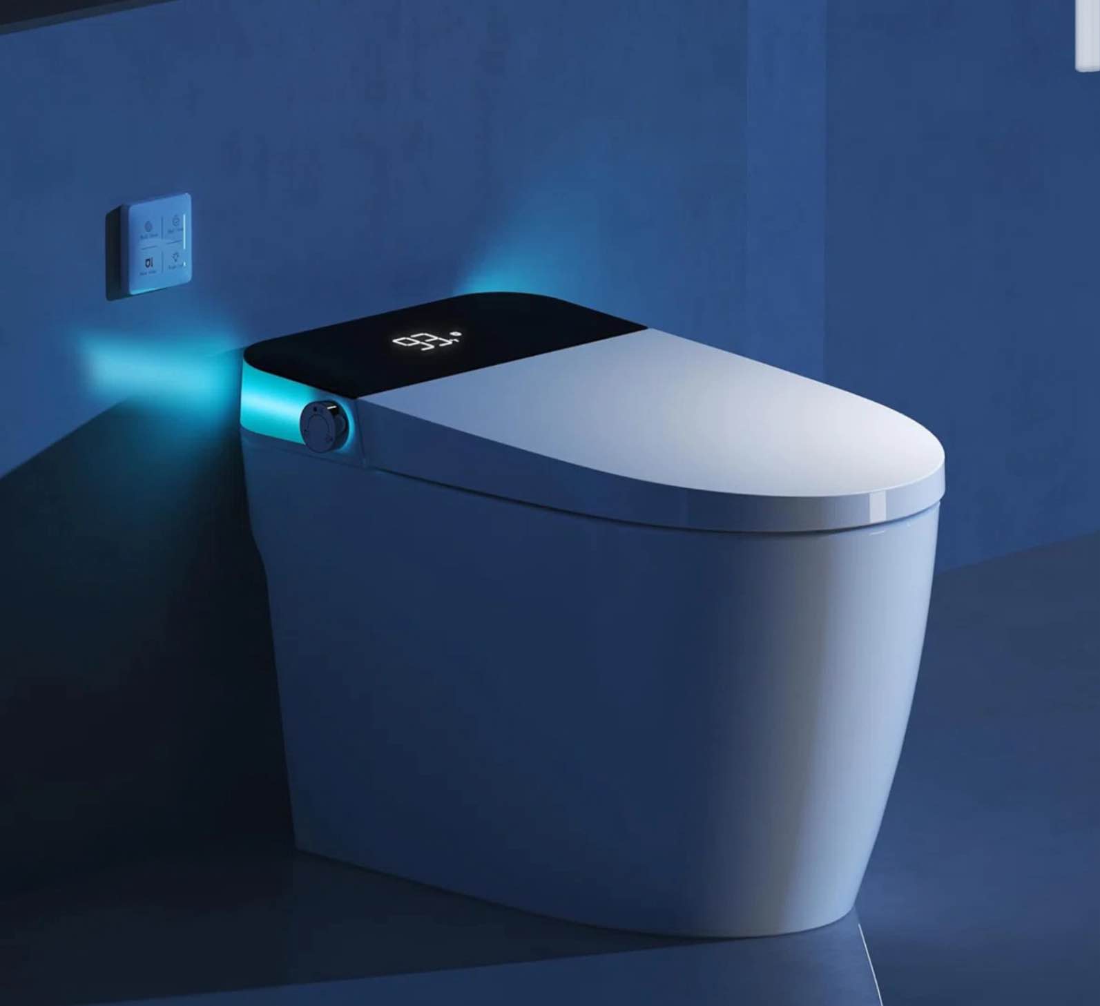 Smart Toilet With Heated Seat & Auto Flushing, Slow Close, Night Light, Remote Control, Water-Saving Siphon Dual Flush, Emergency Flush, Smart Toilet Without Bidet