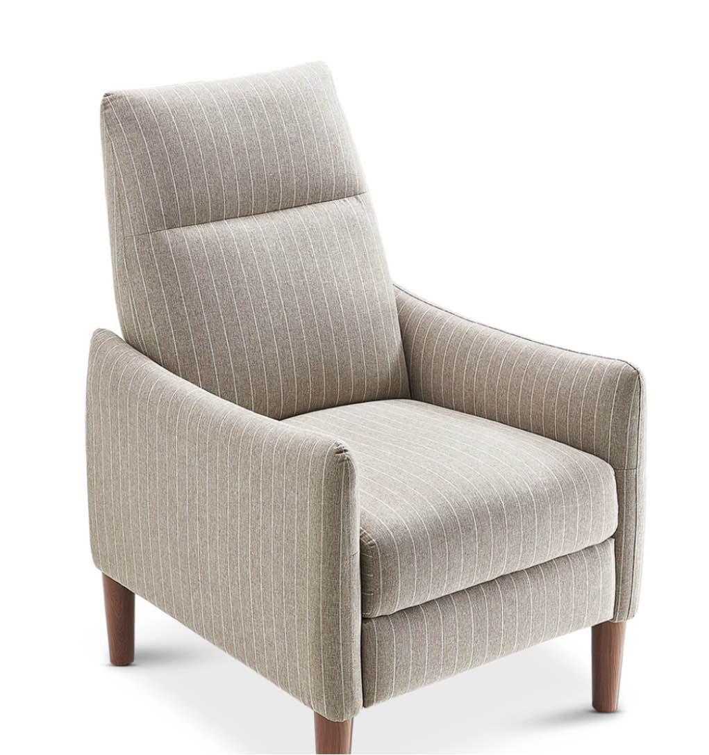 Arthur recliner chair ,taupe stripe Mopio