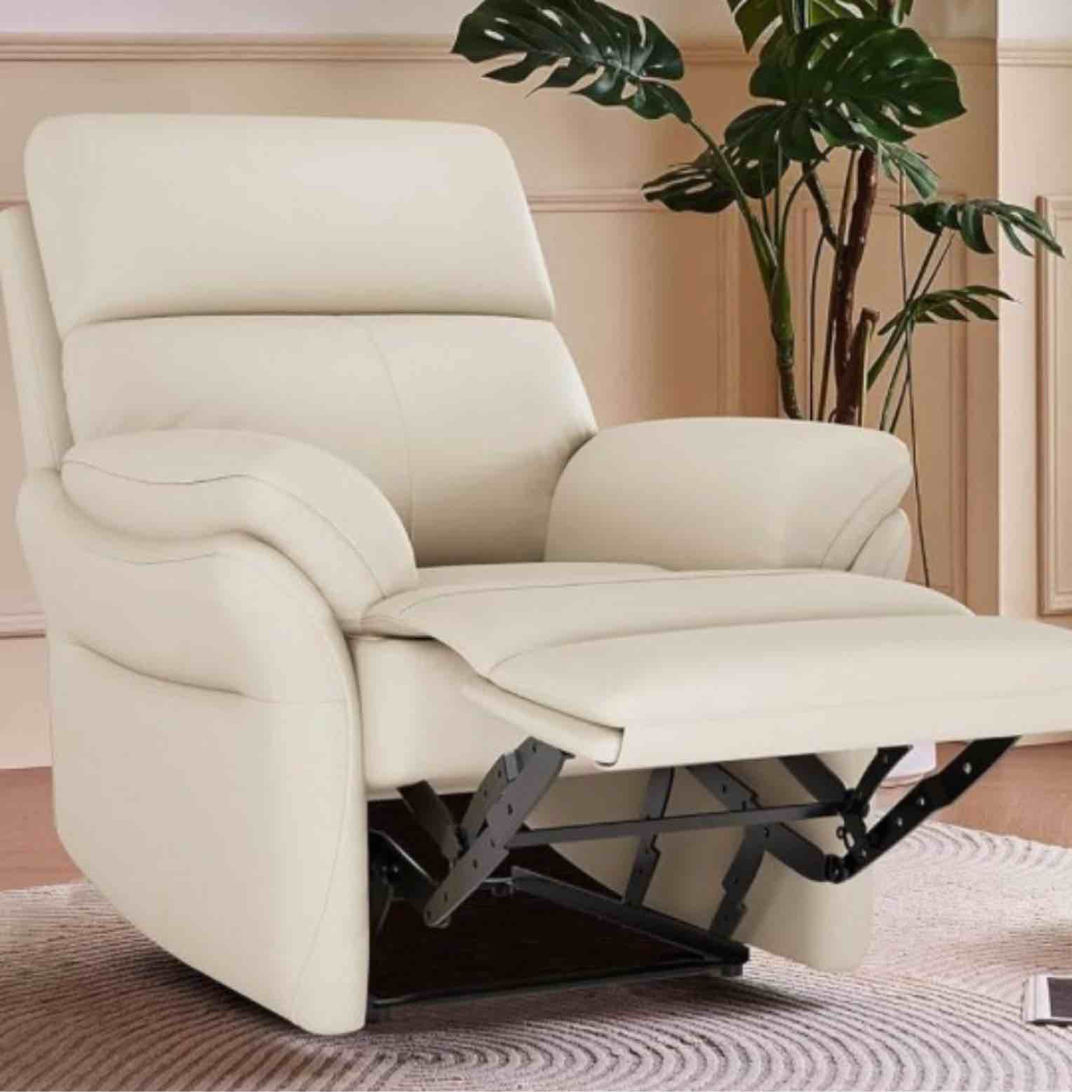 AIRSKY Genuine Leather Recliner Chair, Top Grain Leather, Italian Water-Washing Process, Lazy boy Recliner Chair, for Living Room, Theater Seating, Bedroom. R1, Beige (2 boxes to pick up)